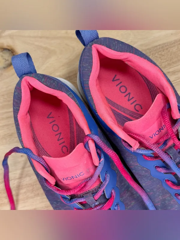 Vionic Agile Fyn Mesh Lace Up Low Top Sneakers Blue Pink Space Dye Size 8 335FYN - Image 9