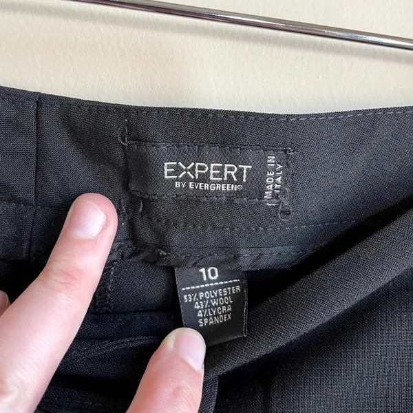 Expert by evergreen italian wool blend black trousers women's size‎ 10 business - Image 3