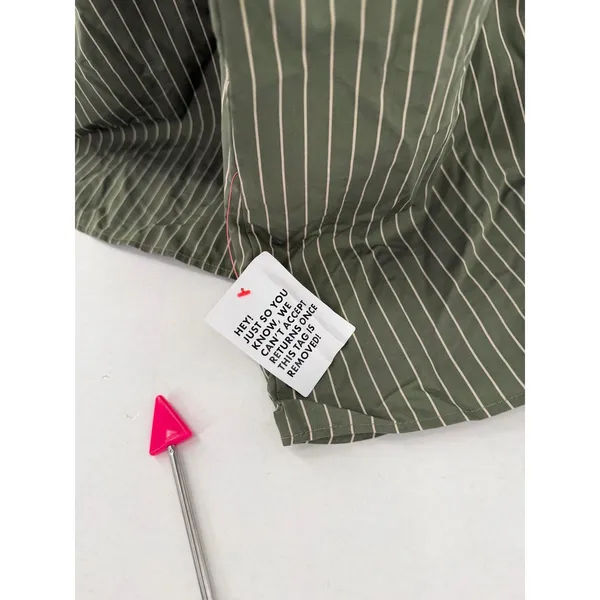 ASOS Shirt Dress Olive Green Pinstripe Maxi SZ 0 Safari Scandi Utility Military - Image 8