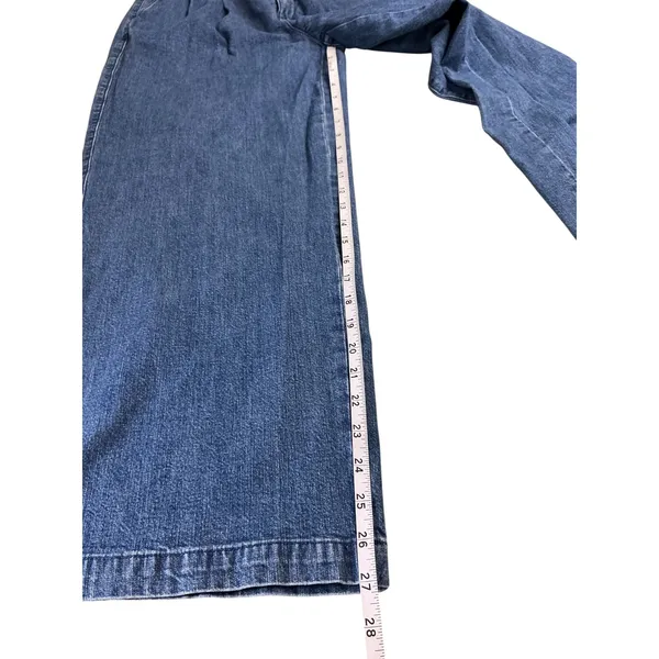 Madewell Wide Leg Pleated Jeans Medium Wash Blue High Rise‎ Trouser Size 0 - Image 2