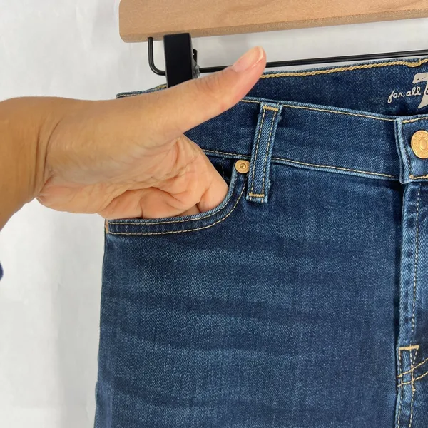 7‎ For All Mankind Jeans Womens 29 Blue Whiskering Denim Cotton Stretch Mid Rise - Image 3