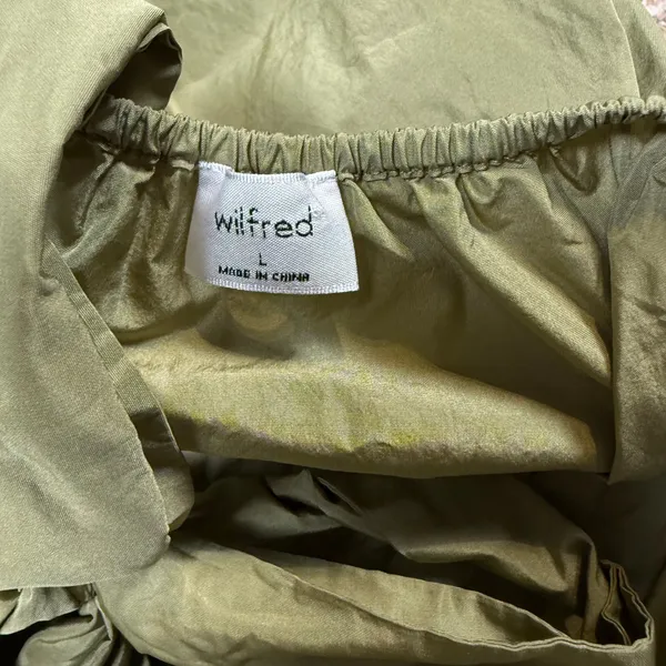 Wilfred Aritzia Olive Green Tie Back Babydoll Cami Top Large Open Back Taffeta - Image 3