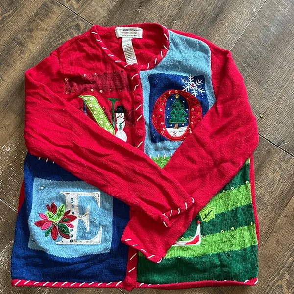 Tiara Women's Christmas Cardigan Sweater XL Multicolor Festive Holiday NOEL‎ - Image 6