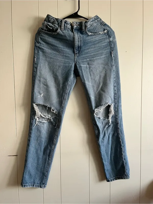 Garage Light Blue Distressed Boyfriend Jeans - Size 1, Waist 25) - Image 2