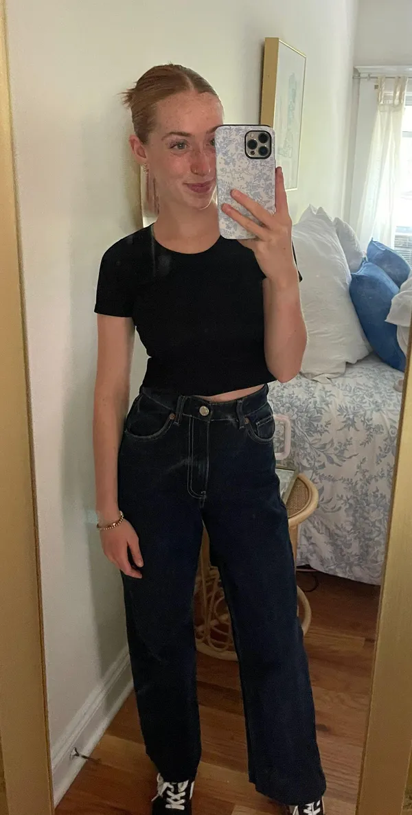 ZARA Dark Wash High Rise Wide Leg Jeans - Image 5