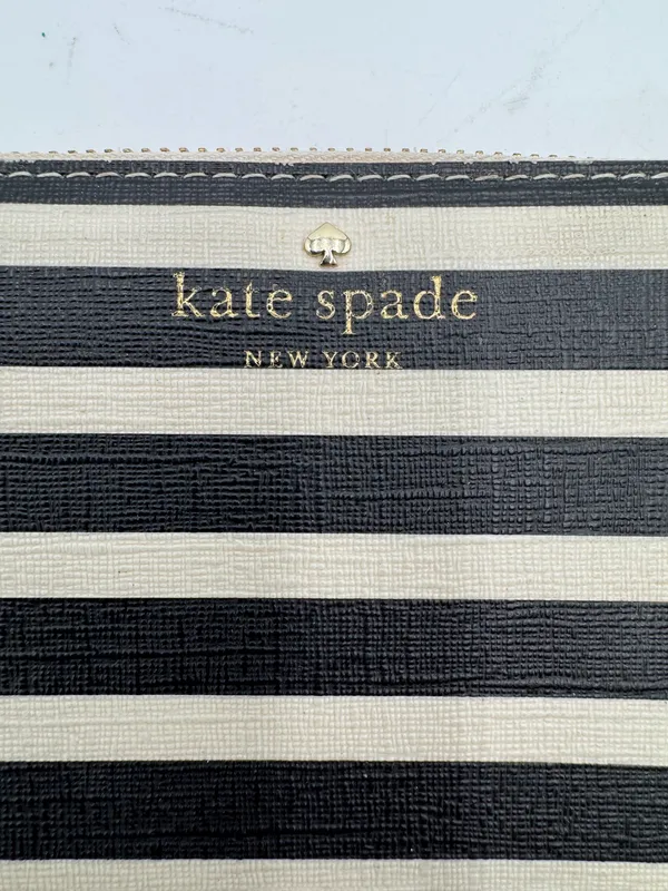 Kate Spade New York Cedar Street Stripe Lacey Zip Around Wallet Black Cream - Image 2
