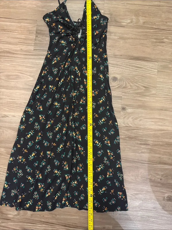 AFRM Cora Keyhole Floral Midi Dress Small Black Ditsy Floral Sold Out $118 - Image 9