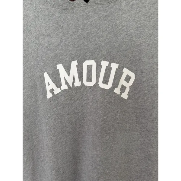 Zadig & Voltaire Amour Hooded Sweatshirt Dress Medium Gray Cotton Modal Pocket - Image 2