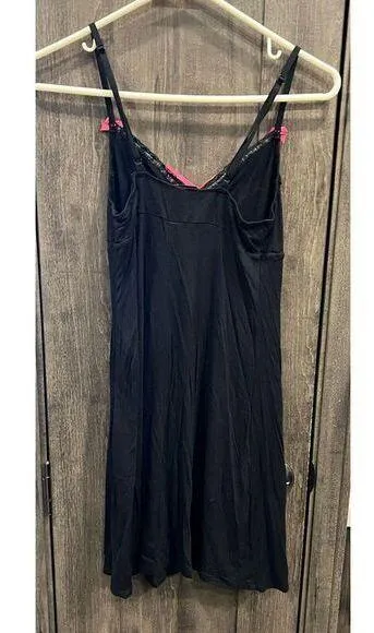 Betsey Johnson Intimates Black Lace‎ Pink Detail Babydoll Negligee Teddy Small - Image 2
