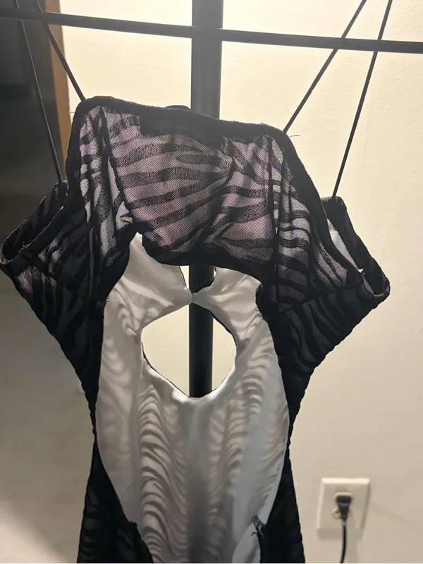 SHEIN Black Zebra-Print Cutout Mini Dress - Image 6