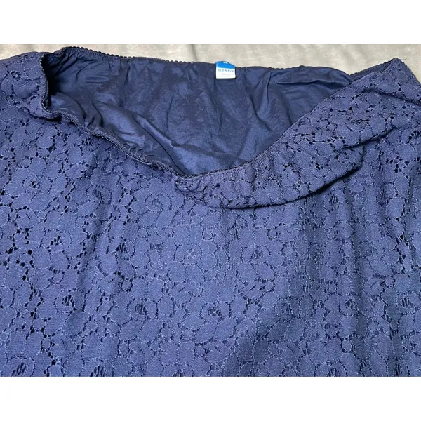 Old Navy Womens Size XL Lace Midi Skirt Arctic Depth Navy Blue Lined Boho Office - Image 6