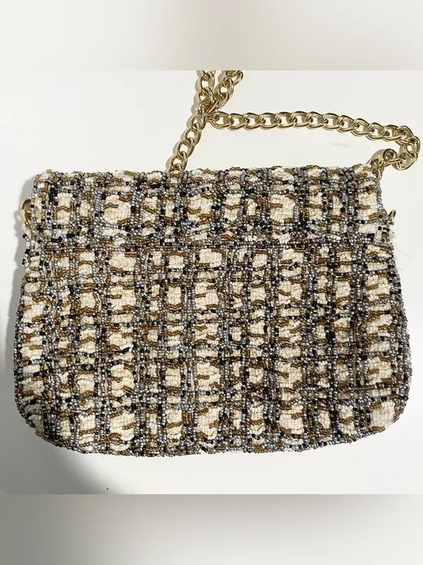 Zara NWT beaded embellished gold chain bag cream black & gold - Image 4