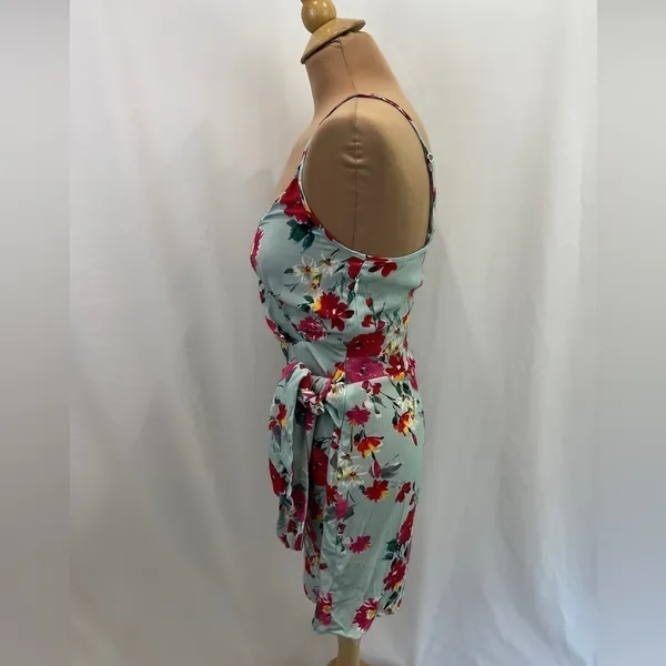 YUMI Kim Light Blue Floral‎ Faux Wrap Mini Dress - Image 4