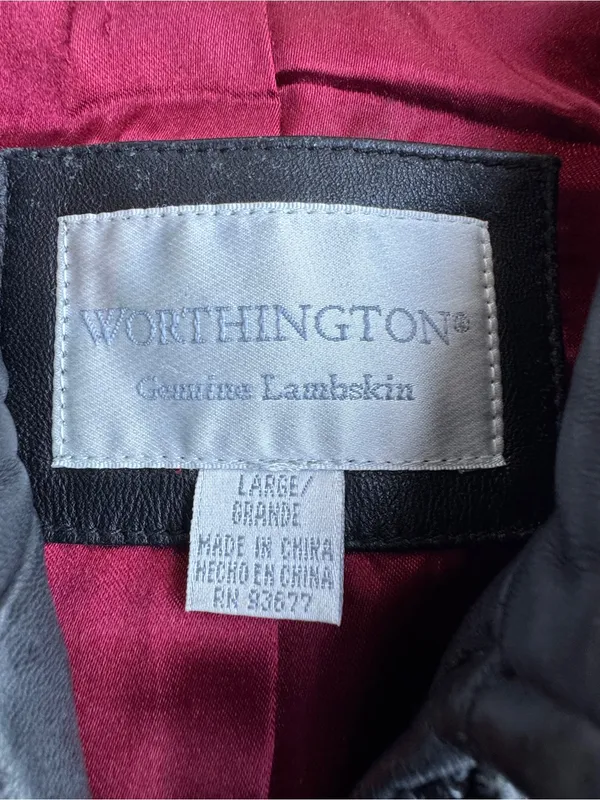 Worthington Genuine Lambskin Leather Vintage 90s Jacket sz L - Image 2