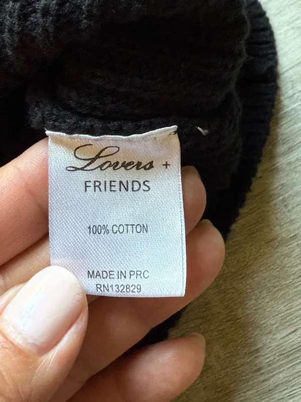 Lovers + Friends Vylete Off The Shoulder Cotton Ribbed Black Sweater Size M - Image 3