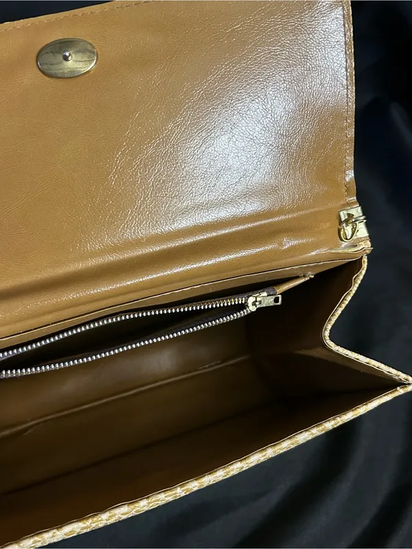 Gold Snakeskin Embossed Women’s Clutch Bag - Image 9