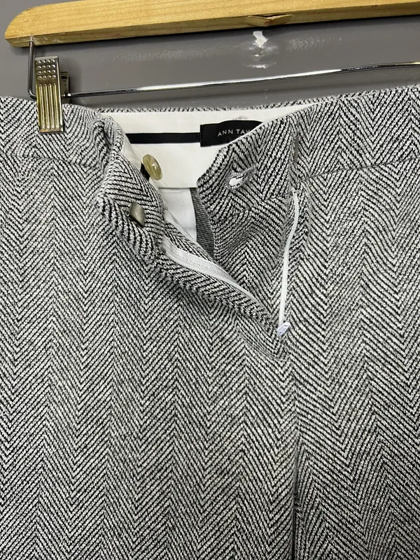 Ann Taylor Pants Womens 2 Gray Herringbone Straight Leg Tweed Dress Slacks Work - Image 5