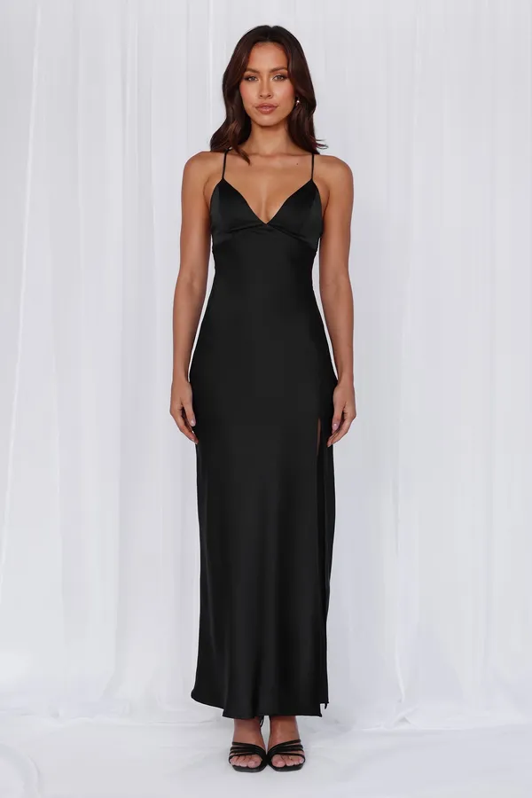 Hello Molly Maxi Dress Satin Black - Image 3