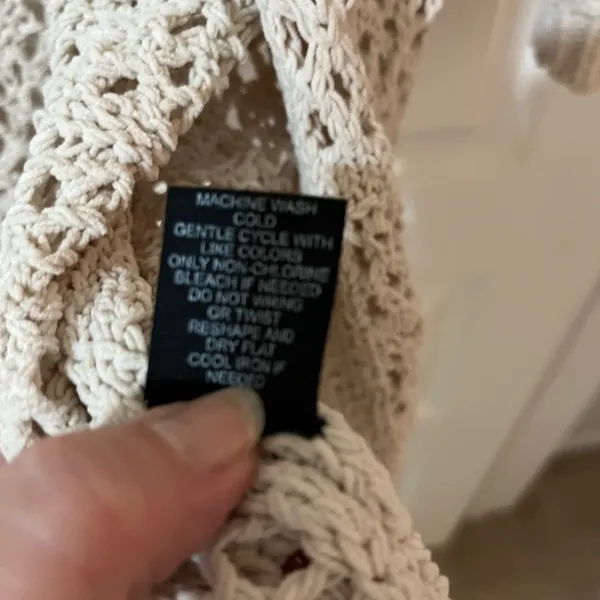 moon & madison Open Knit Cardigan Oatmeal Natural Crochet Neutral Sz M - Image 8