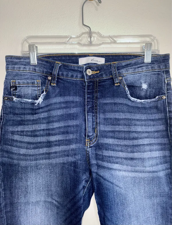 KanCan Frayed Ankle Skinny Jeans Dark Wash High Rise Distressed - Image 3