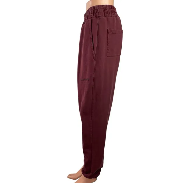 All Saints Women's Maroon High Waisted Tapered Leg Baggy Jogger Sweat Pants Sz S - Image 2