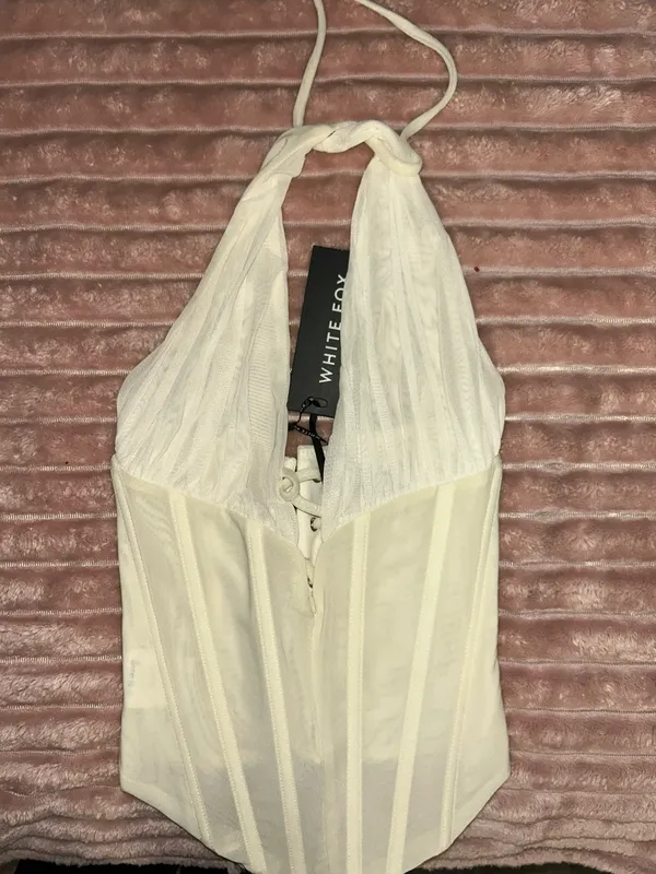 White Fox Boutique Waiting Forever Halter Bustier Off White - Image 4