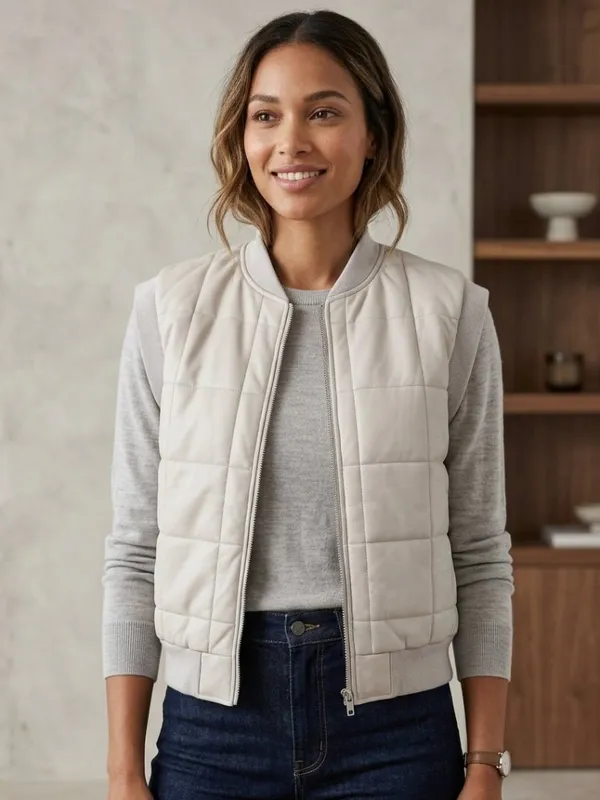 GiGiO Faux Leather Quilted Bomber Vest - Image 2