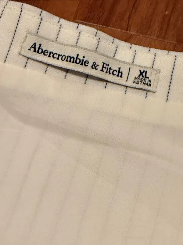 Abercrombie &‎ Fitch The A&F Mara Tailored Button Through Tube Top White Navy XL - Image 5