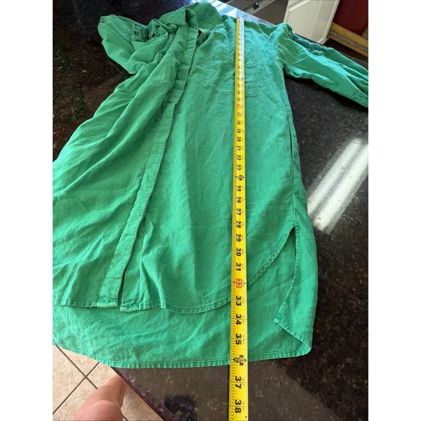 YFB Young Fabulous Broke Green Linen Dress Sz s Tunic Shirt Beachy‎ Lightweight - Image 7