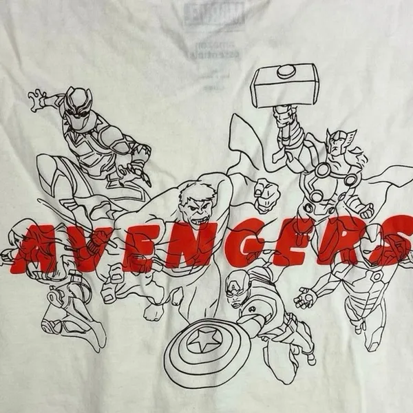 Marvel Unisex White Graphic Avengers Print Crew Neck Short Sleeve T-Shirt Top M - Image 2