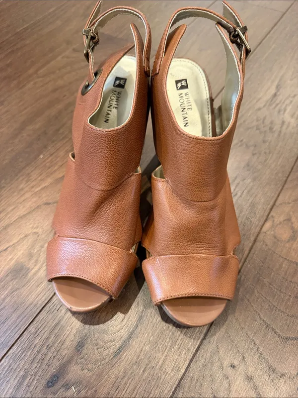 White Mountain Tan Open-Toe Chunky Heel Sandals Size 8.5 - C16-066 - Image 5
