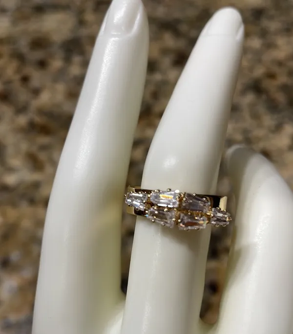 Stacked Crystal Gold Adjustable Ring - Image 7