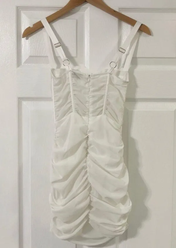 Oh Polly Mesh White Mini Dress - Image 4