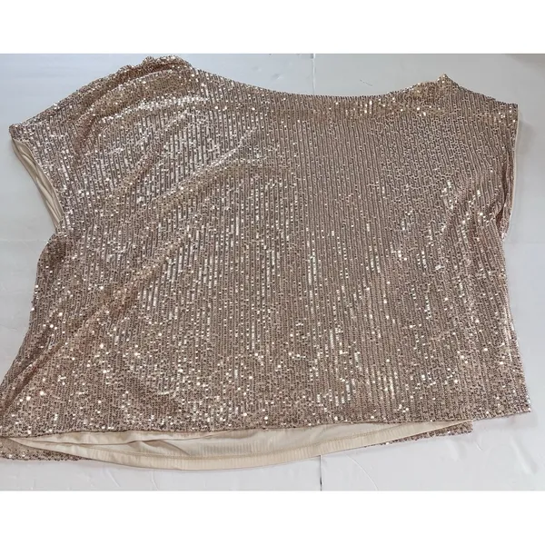 NWT‎ Torrid Gold Sequin Off The Shoulder Short Sleeve Pullover Top Size 6X - Image 6