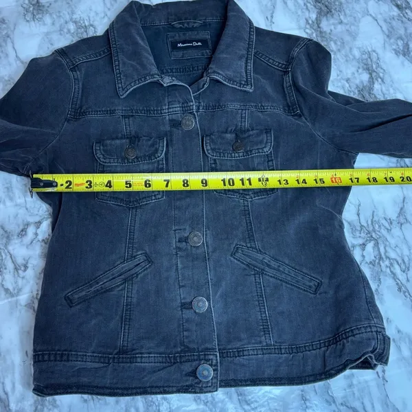 Massimo Dutti Black Button up denim jean jacket size medium casual - Image 7
