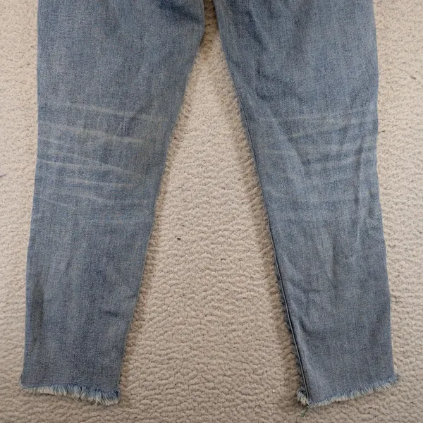 Denim Forum The Nico Mid Rise Skinny Crop Jeans Light Wash Raw Hem Size 28 - Image 9