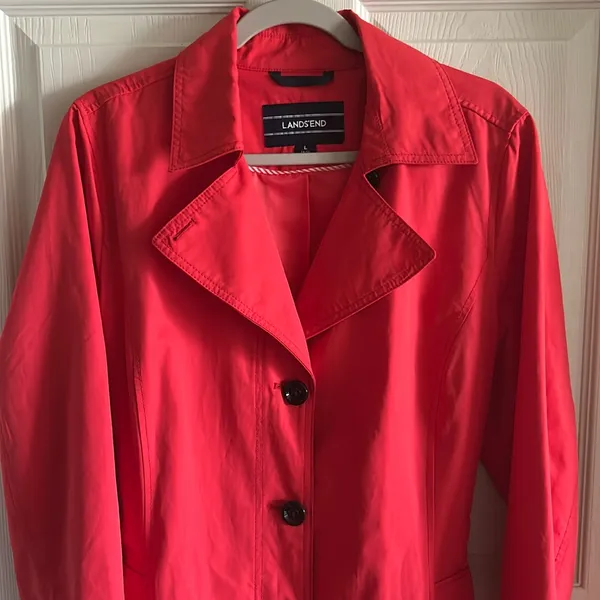 Lands’ End Crimson Dawn Harbour Cottage Trench Coat‎ Sz L Minimalist Boho-Chic - Image 4