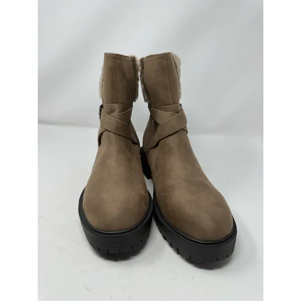 Dolce Vita Oaklyn Faux Leather Boots Light Brown Size 9.5 NWOT Faux Fur Lining - Image 4