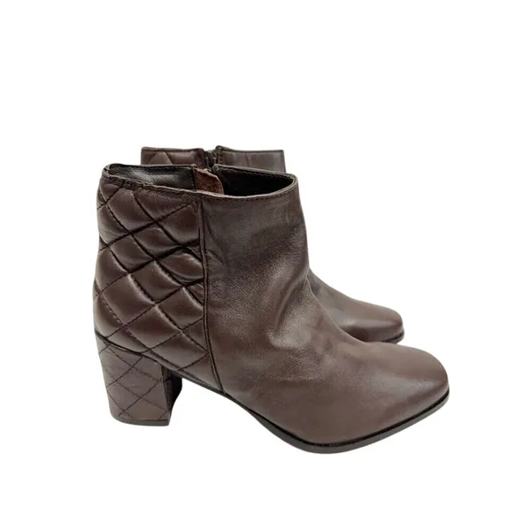 Seychelles Brown Leather Quilted Block Heel Ankle Boots Booties Size 9‎ - Image 7
