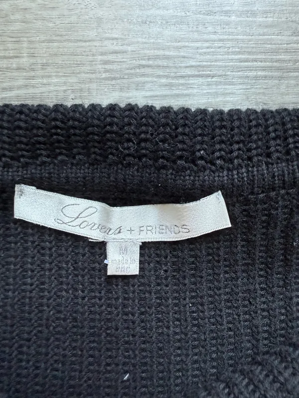 Lovers + Friends Vylete Off The Shoulder Cotton Ribbed Black Sweater Size M - Image 2