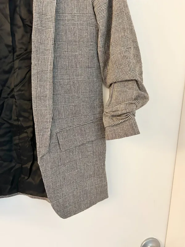 Zara Open Front Plaid Wool Blazer Academic Tailored School Girl Size XS - Image 3