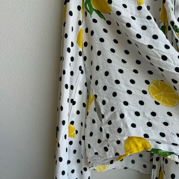 Lovers + Friends Mikayla Lemon Polka Dot Balloon Sleeve Wrap Blouse Size Small - Image 7