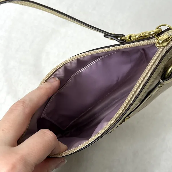 Coach Metallic Gold Logo Clutch Bag - Image 4