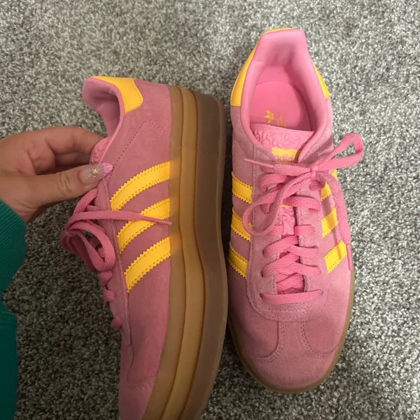 Pink and Yellow Adidas Gazelles - Image 3
