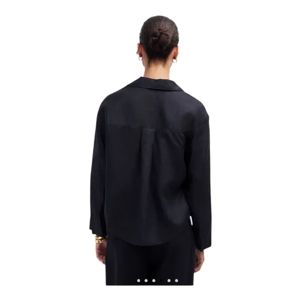 Madewell -534 Resort Long-Sleeve Shirt Black 100%‎ Ramie Size Medium - Image 2