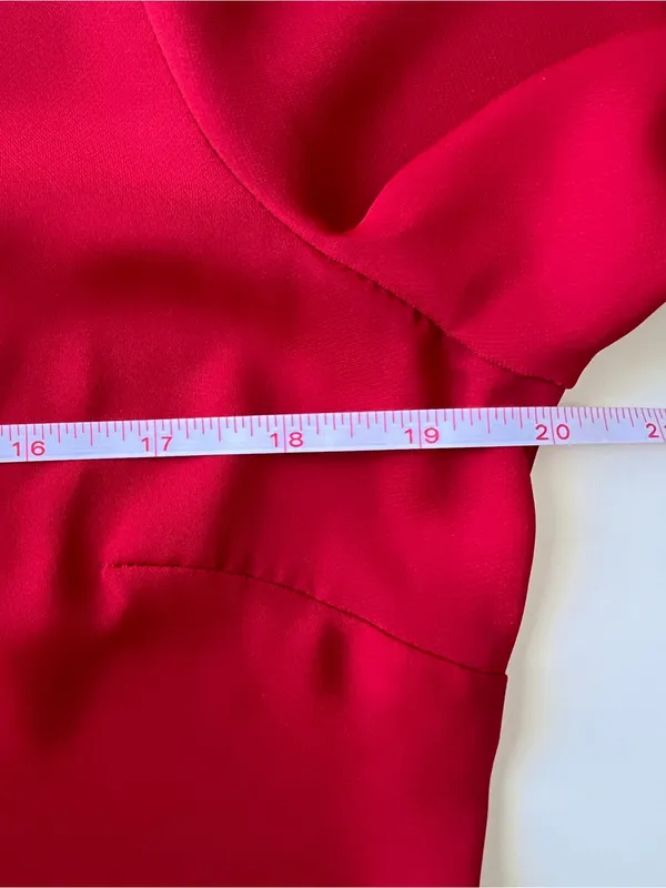 Jaclyn Smith Red Satin Ruffle Button Front 3/4 Balloon Sleeve Blouse Women’s M - Image 11