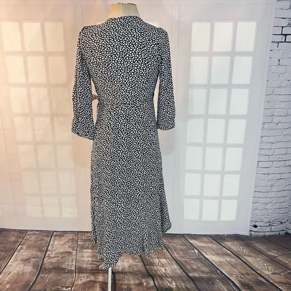 Abercrombie & fitch black and white spotted true wrap long sleeve dress size xsp - Image 5