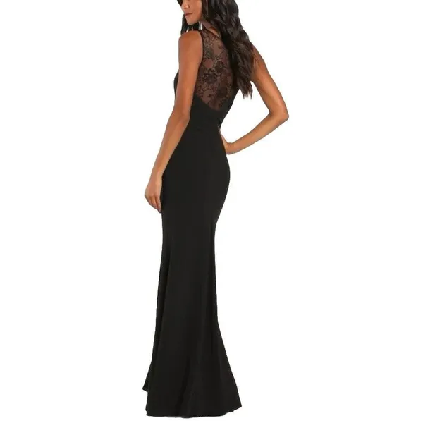 NWT Lulus True‎ Passion Black Lace V Back Sleeveless Mermaid Maxi Dress Size 1X - Image 3