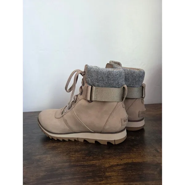 Sorel Lennox Boot Leather Tan Brown Mid Calf Outdoor Gorpcore Utility Women 7.5 - Image 3