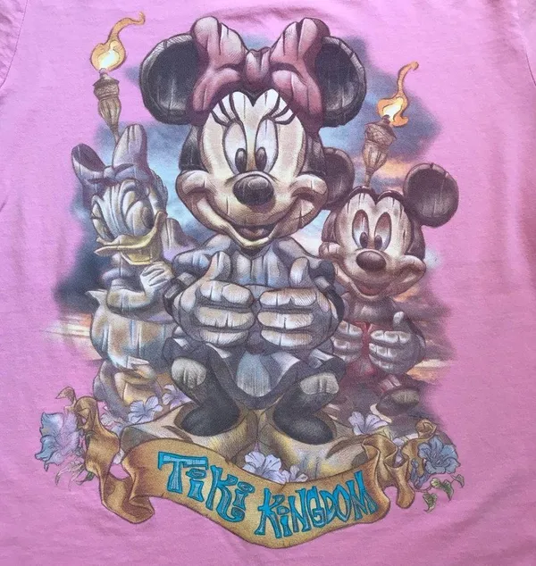 Disney Studios Collection Tiki shirt Pink short sleeve ringer tee size small - Image 2